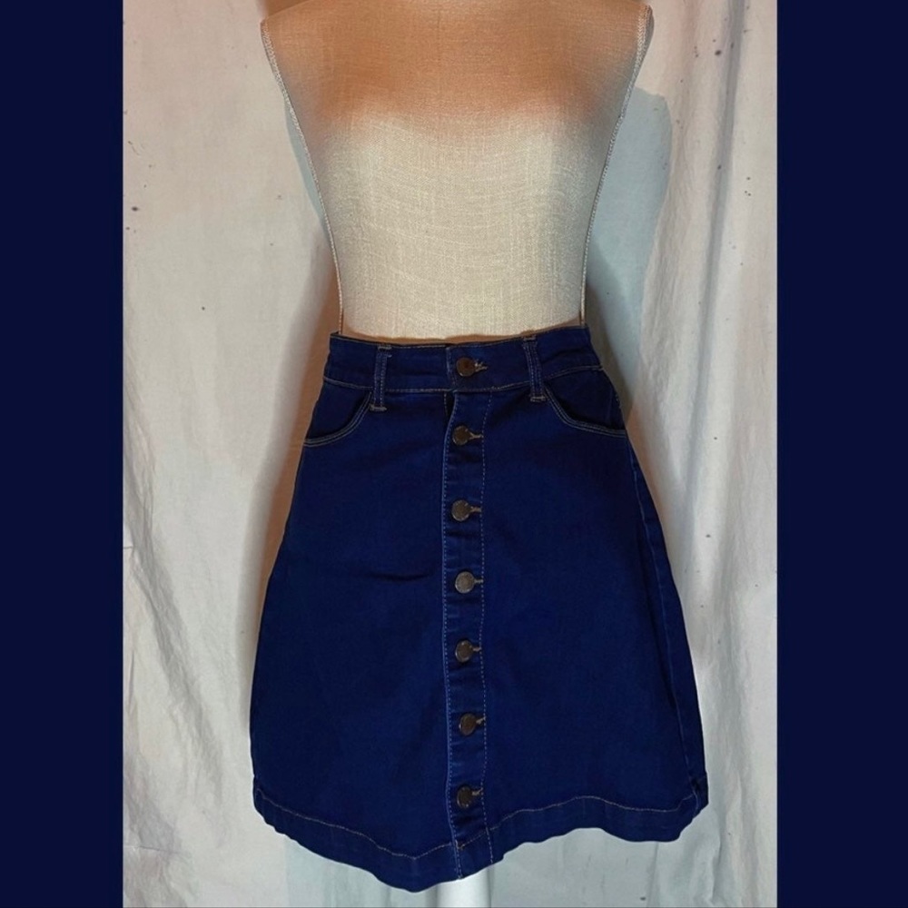Women’s Wax Jeans Button-Down Mini Jean Skirt